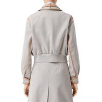 Blouson en toile de coton avec détails en cuir - Camaïeu de Fauve Doux
