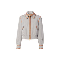 Blouson en toile de coton avec détails en cuir - Camaïeu de Fauve Doux