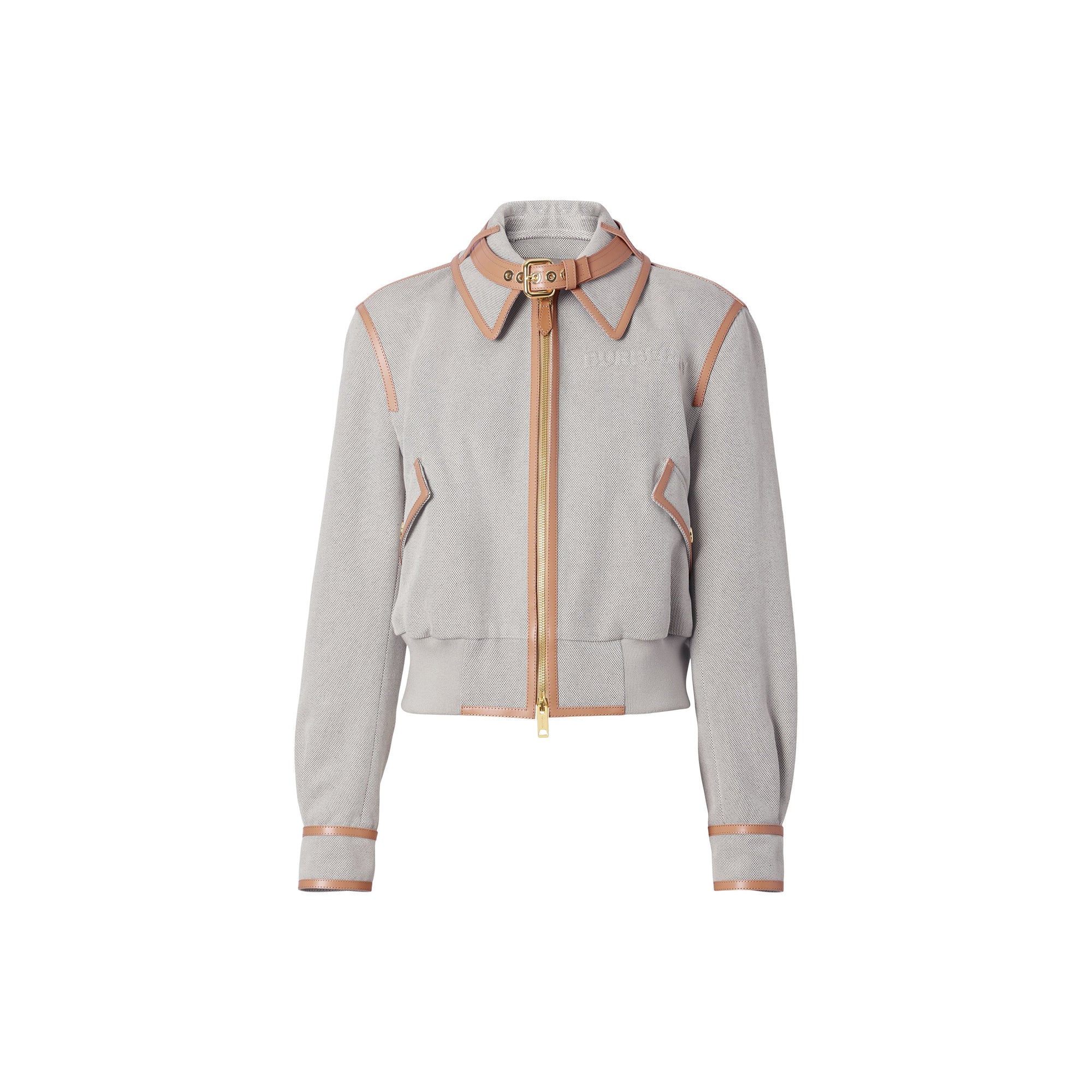 Blouson en toile de coton avec détails en cuir - Camaïeu de Fauve Doux