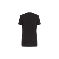 T-shirt en v en jersey de coton - Noir