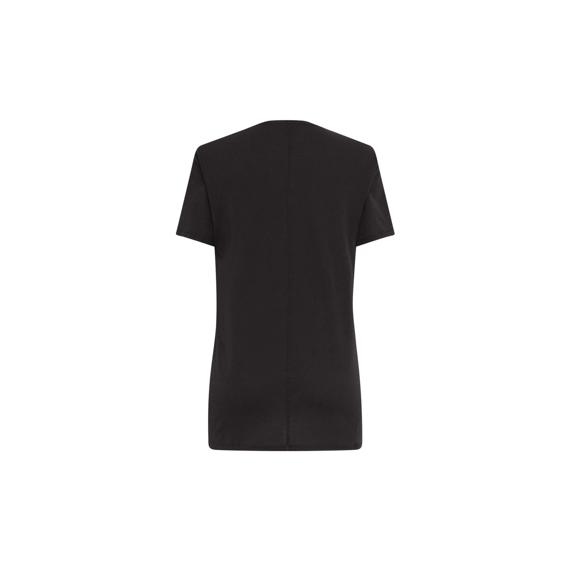 T-shirt en v en jersey de coton - Noir