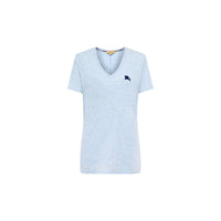 T-shirt en V en jersey de coton - Camaïeu d'Indigos Clairs