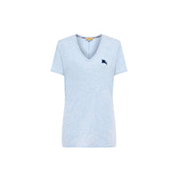 T-shirt en v en jersey de coton - Camaïeu d'indigos clairs