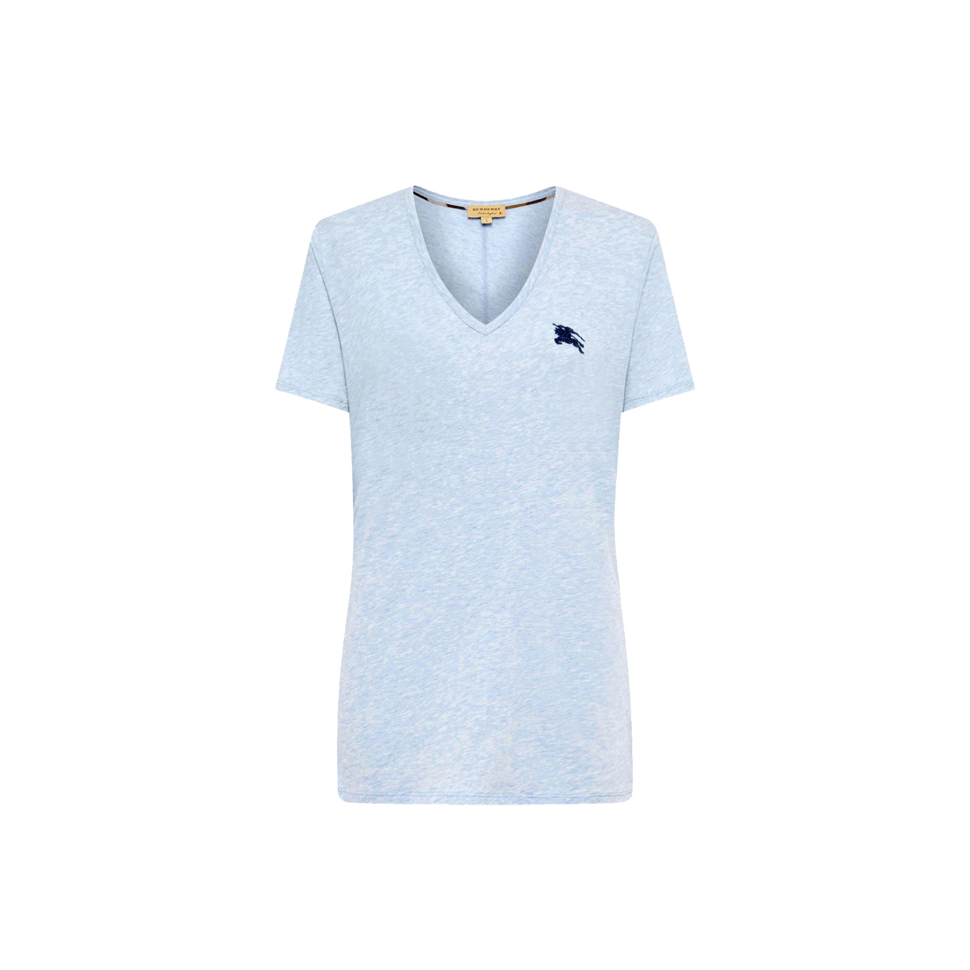T-shirt en v en jersey de coton - Camaïeu d'indigos clairs