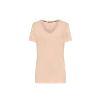 T-shirt en v en jersey de coton - Rose dragée