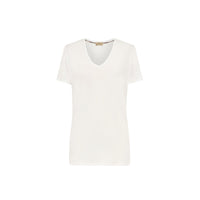 T-shirt en v en jersey de coton - Blanc