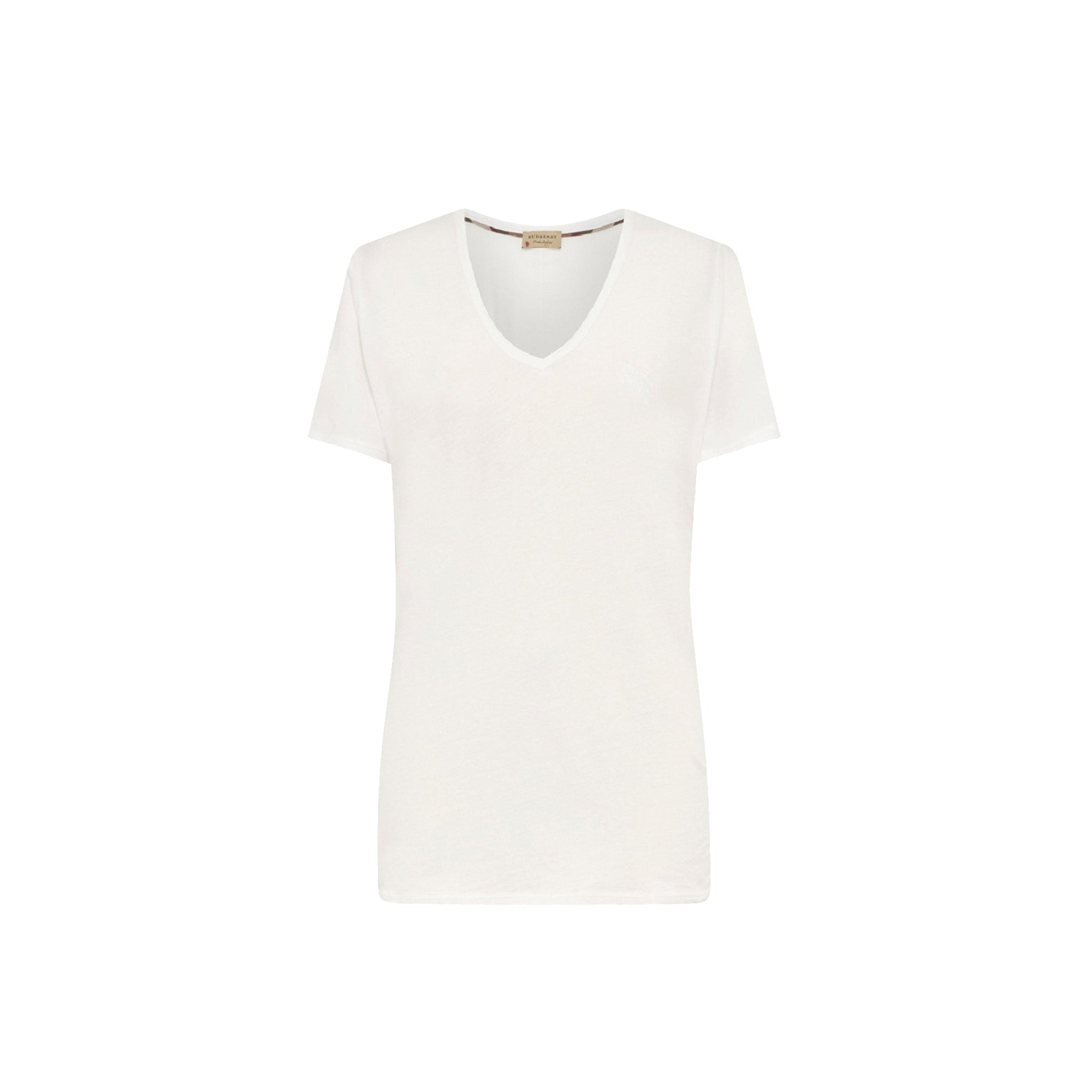 T-shirt en v en jersey de coton - Blanc
