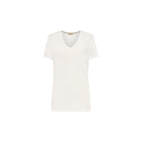 T-shirt en V en jersey de coton - Blanc
