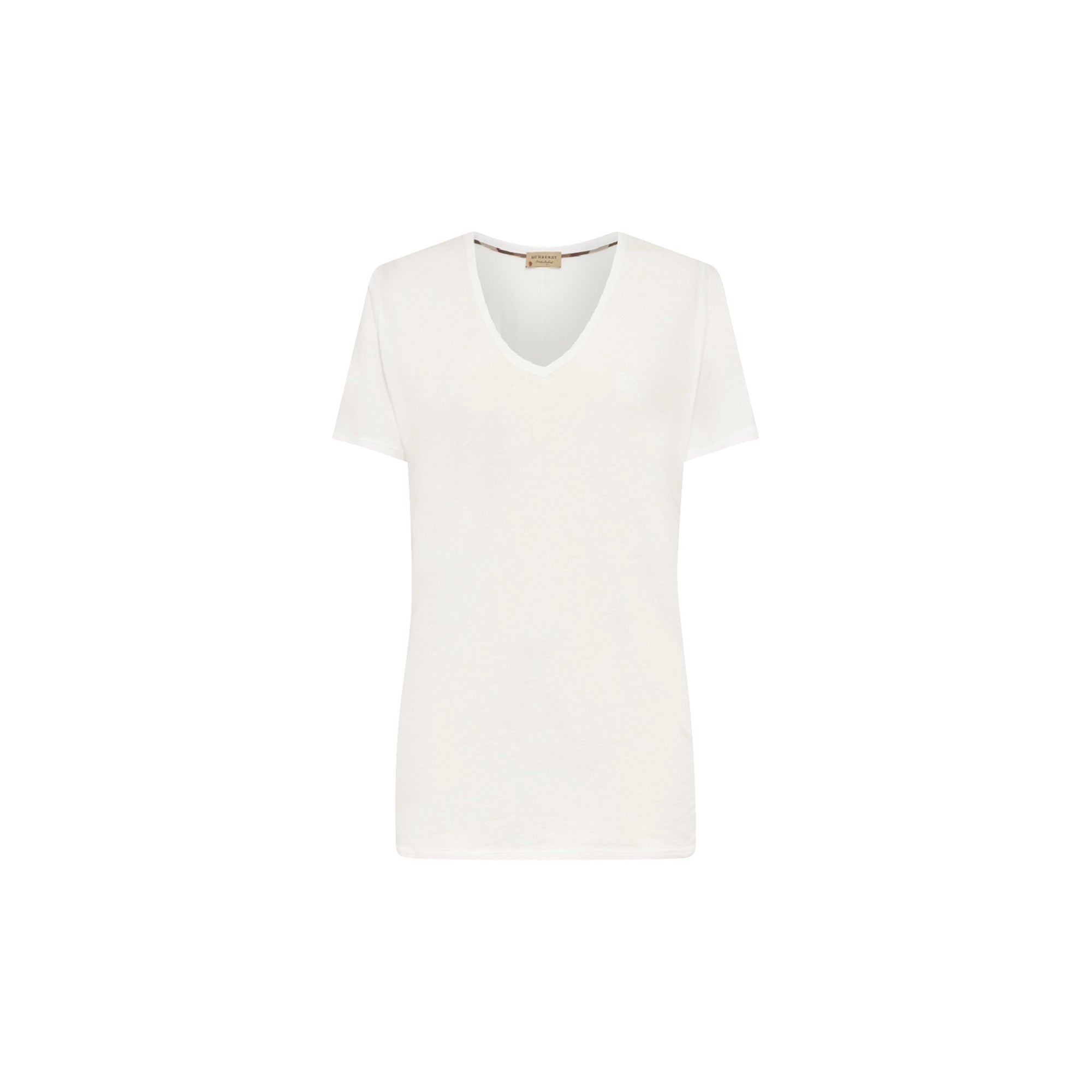 T-shirt en V en jersey de coton - Blanc