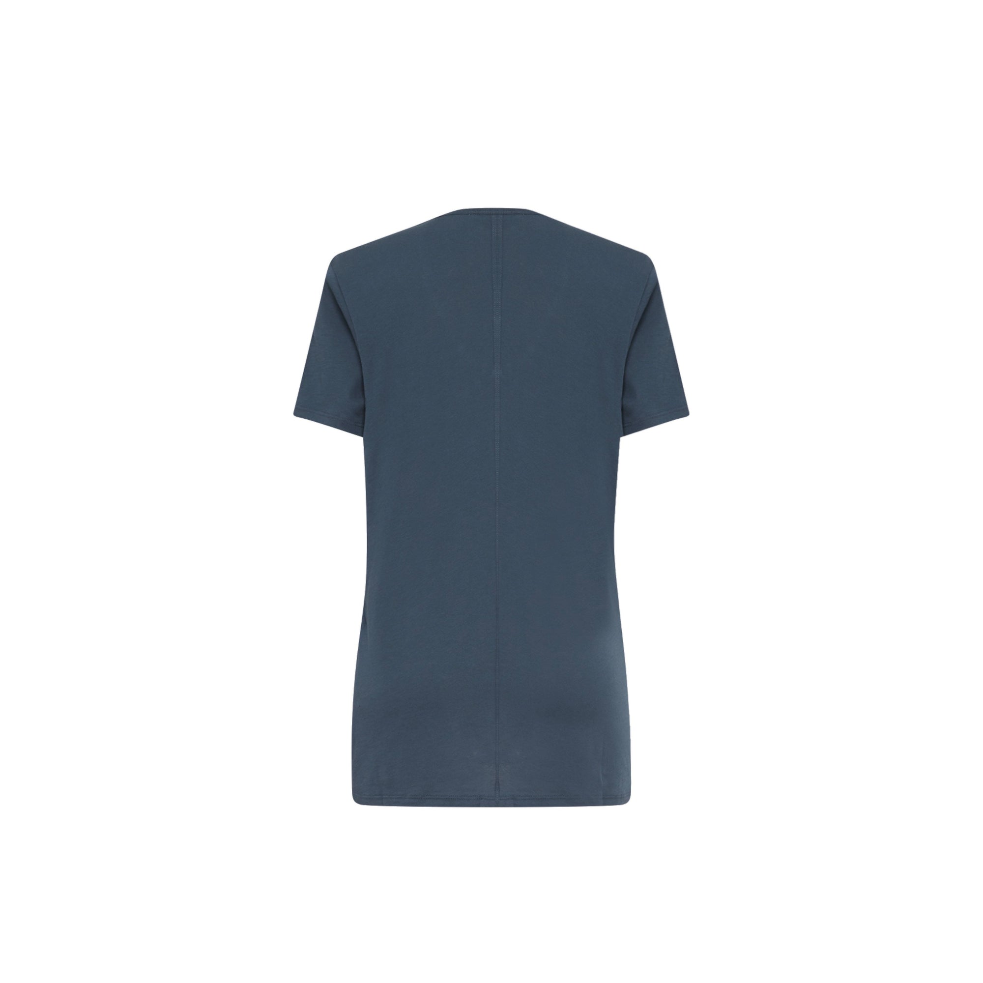 T-shirt en v en jersey de coton - Indigo moyen