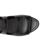 BLACK Sandales en cuir surpiqué avec découpes