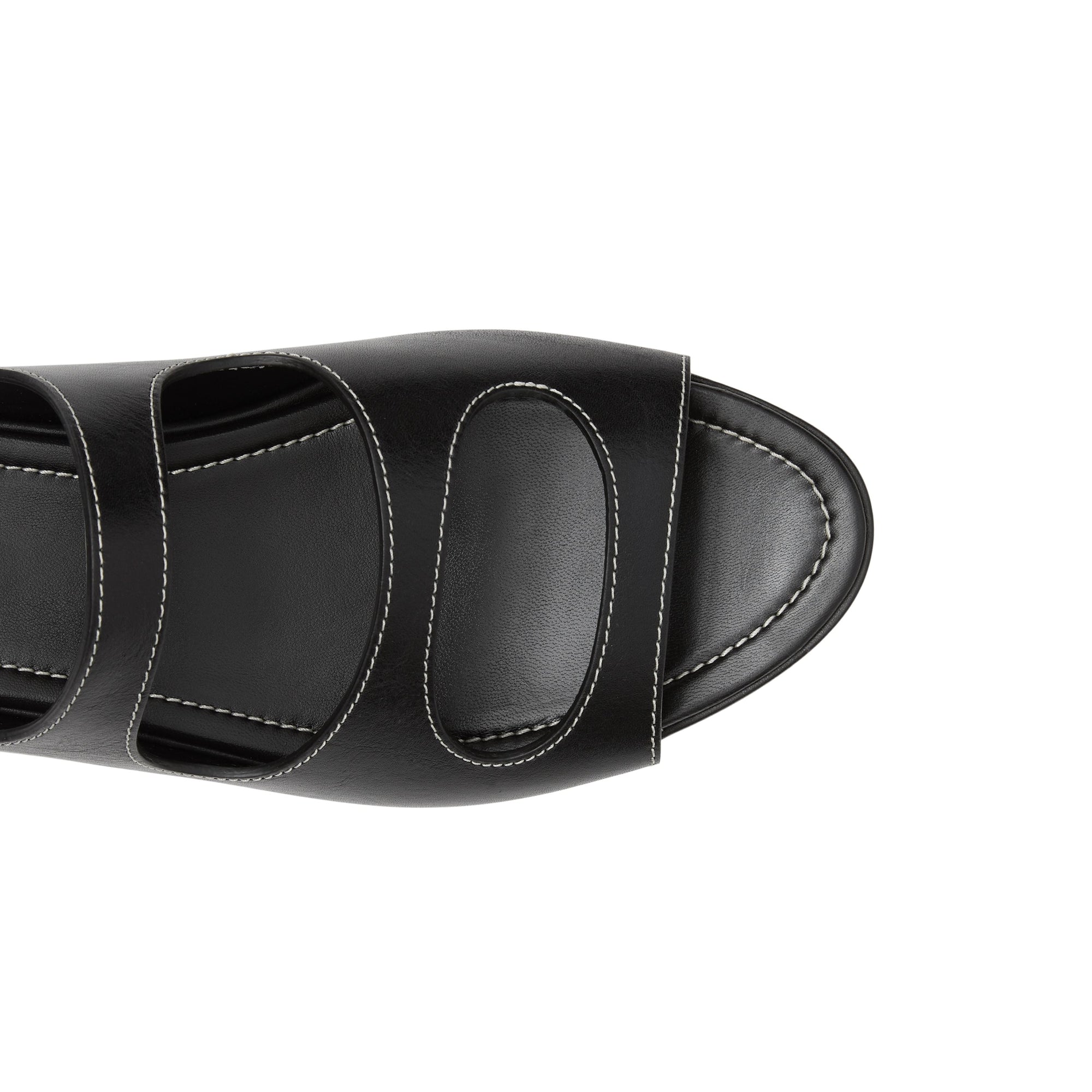 BLACK Sandales en cuir surpiqué avec découpes
