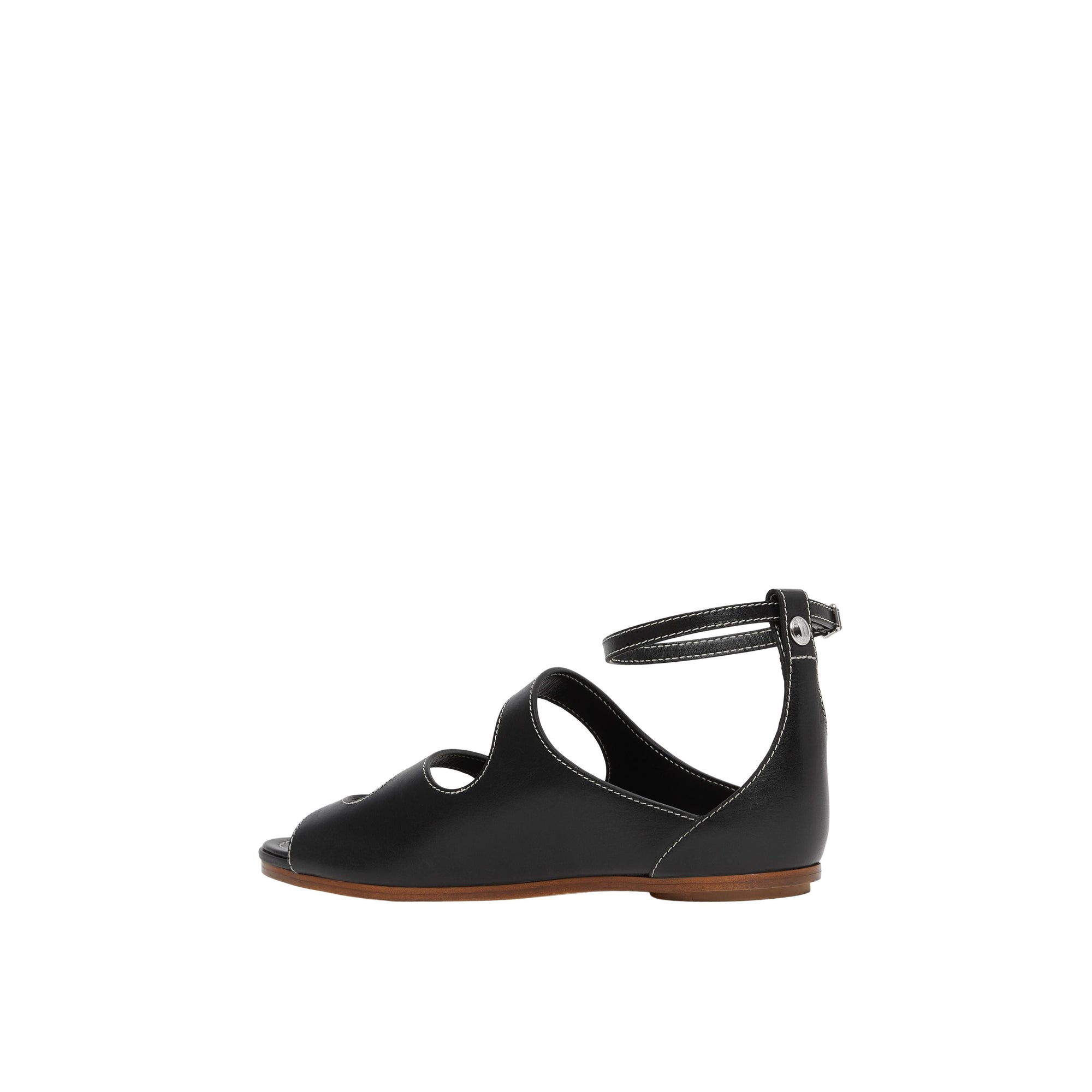 BLACK Sandales en cuir surpiqué avec découpes