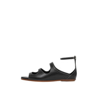 BLACK Sandales en cuir surpiqué avec découpes