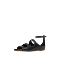 BLACK Sandales en cuir surpiqué avec découpes