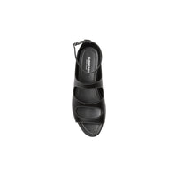 BLACK Sandales en cuir surpiqué avec découpes