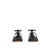 BLACK Sandales en cuir surpiqué avec découpes