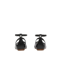 BLACK Sandales en cuir surpiqué avec découpes
