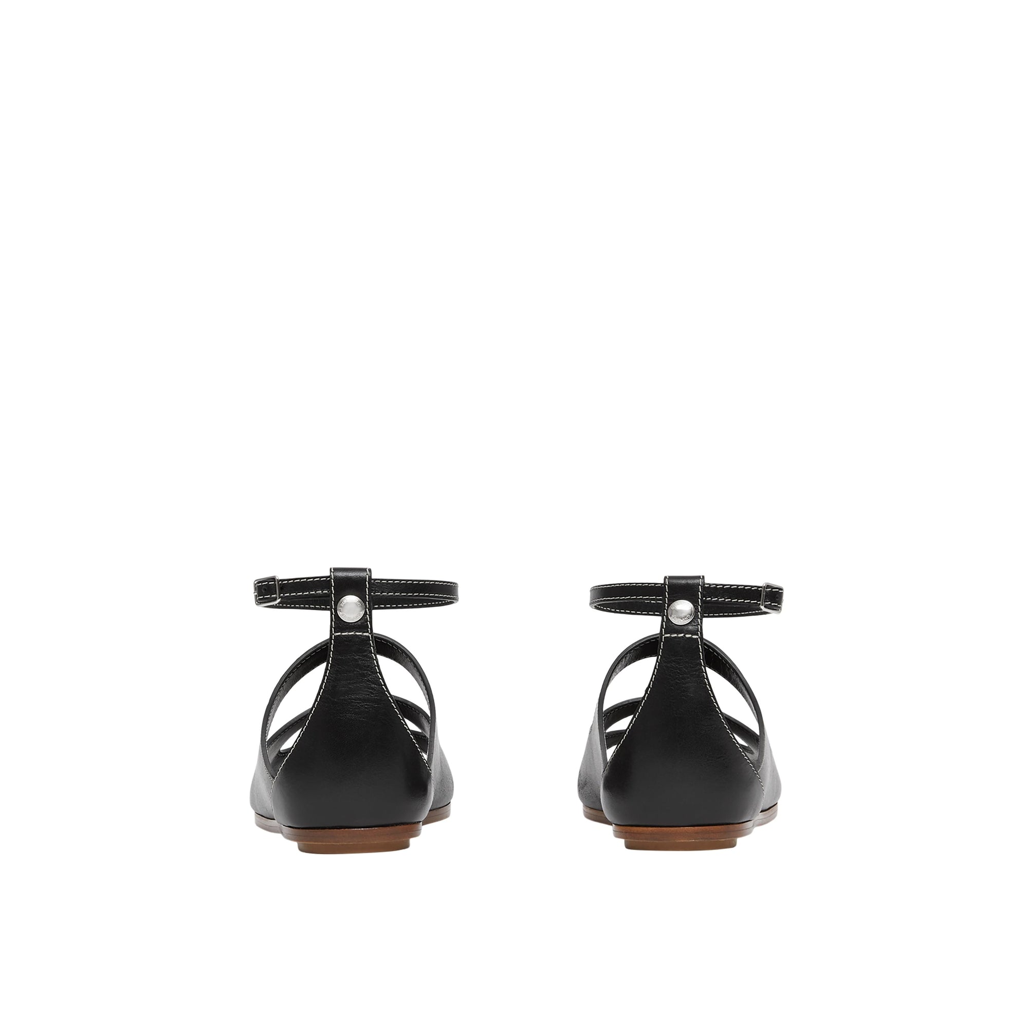 BLACK Sandales en cuir surpiqué avec découpes