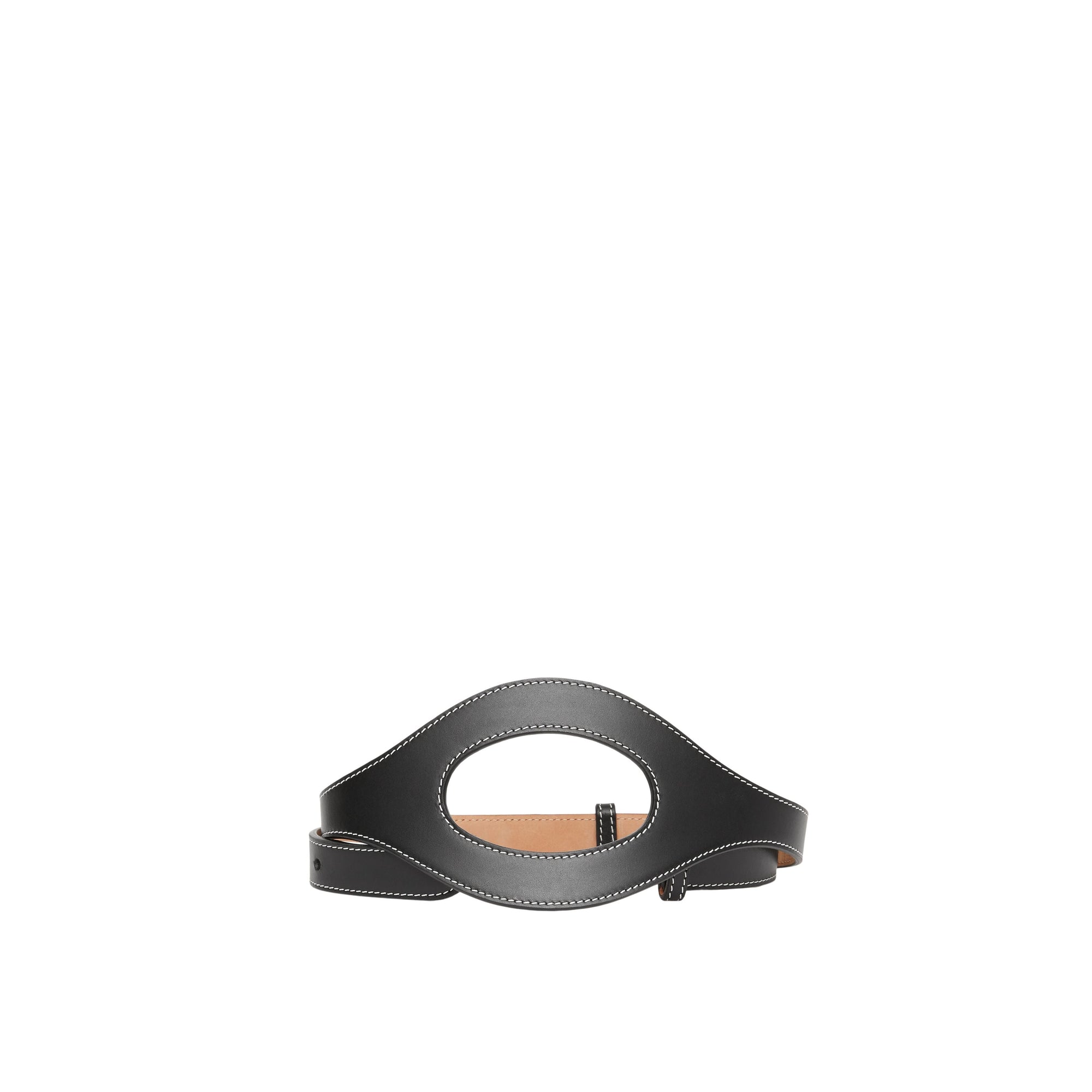 BLACK Ceinture en cuir surpiqué avec découpes