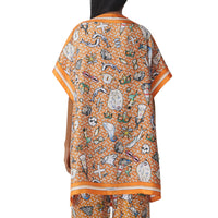 DEEP ORANGE Cape en sergé de soie avec Monogram et illustration marine