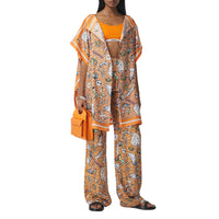 DEEP ORANGE Cape en sergé de soie avec Monogram et illustration marine