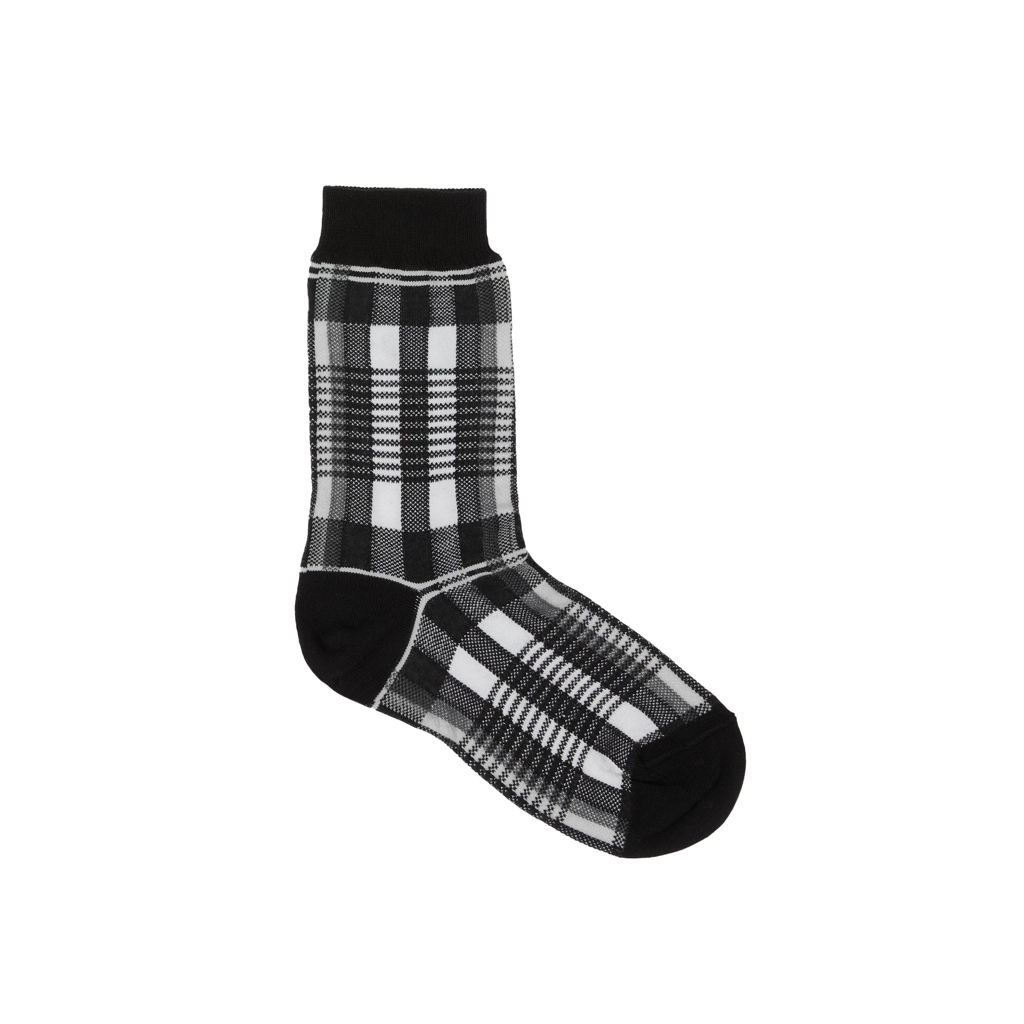 BLACK/WHITE Chaussettes en coton stretch technique check en intarsia