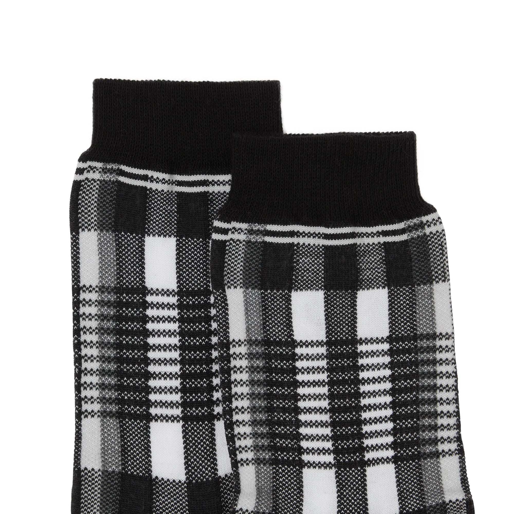 BLACK/WHITE Chaussettes en coton stretch technique check en intarsia