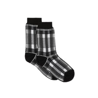 BLACK/WHITE Chaussettes en coton stretch technique check en intarsia