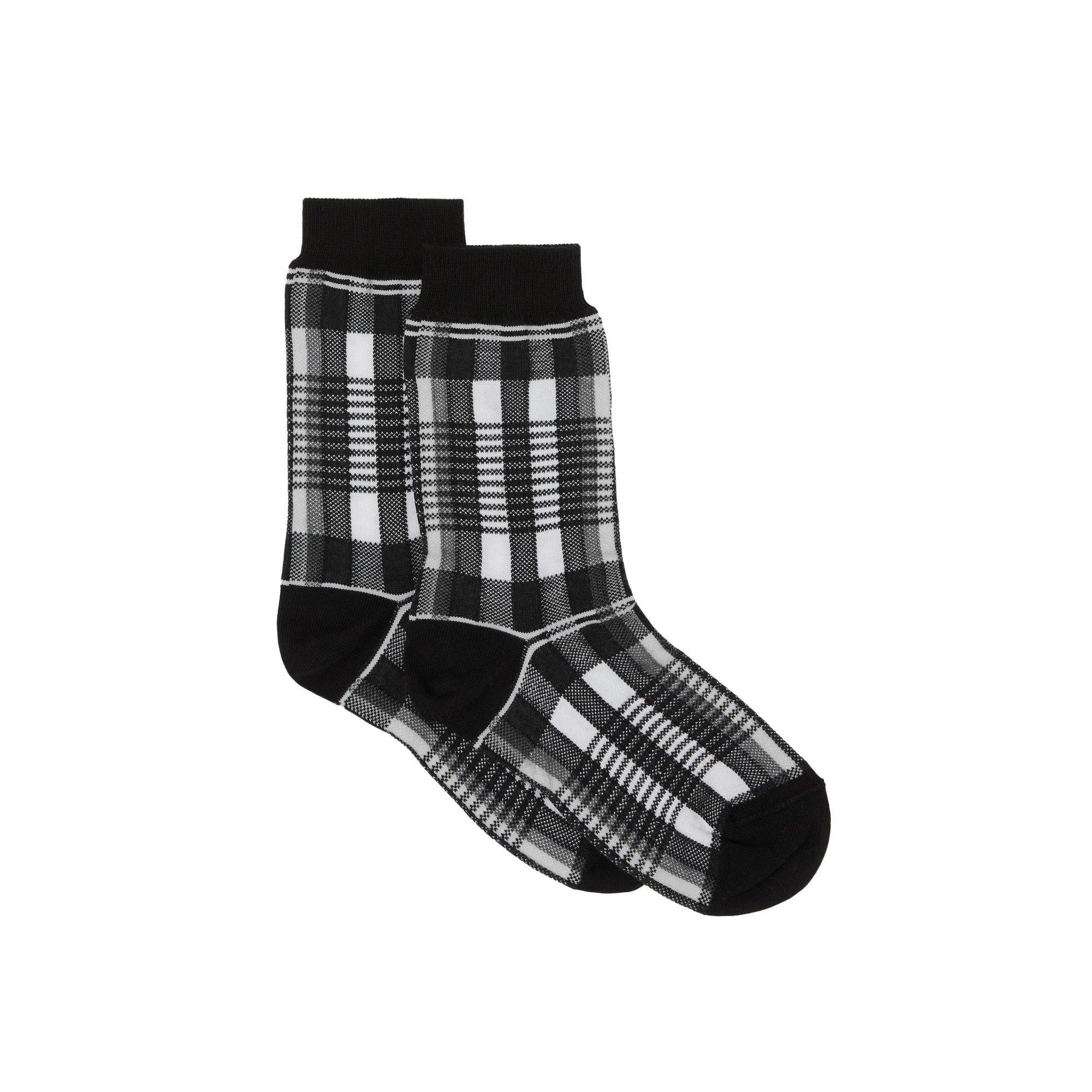 BLACK/WHITE Chaussettes en coton stretch technique check en intarsia