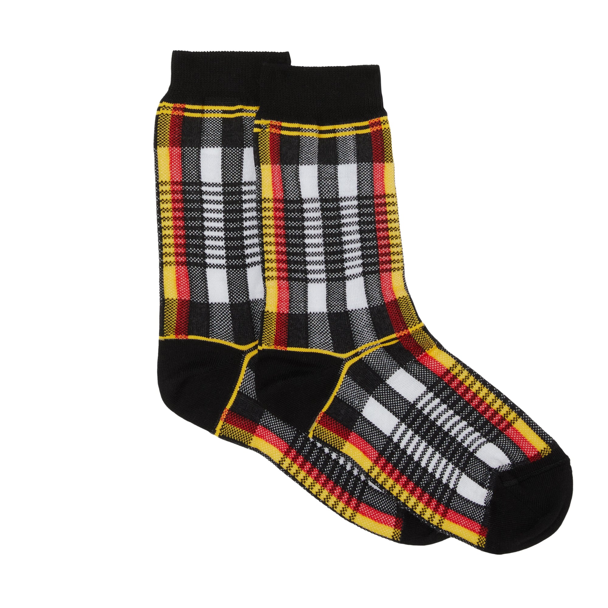 RED/YELLOW Chaussettes en coton stretch technique check en intarsia