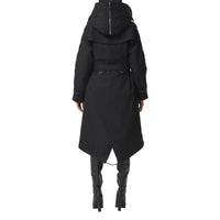 BLACK/BLACK Parka matelassée en ramie et coton avec capuche amovible