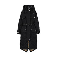 BLACK/BLACK Parka matelassée en ramie et coton avec capuche amovible
