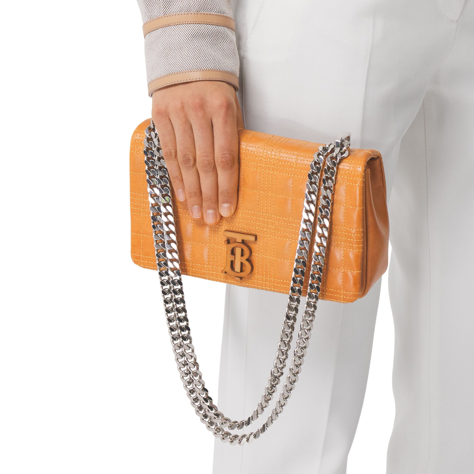 PALE ORANGE Petit sac Lola matelassé en cuir