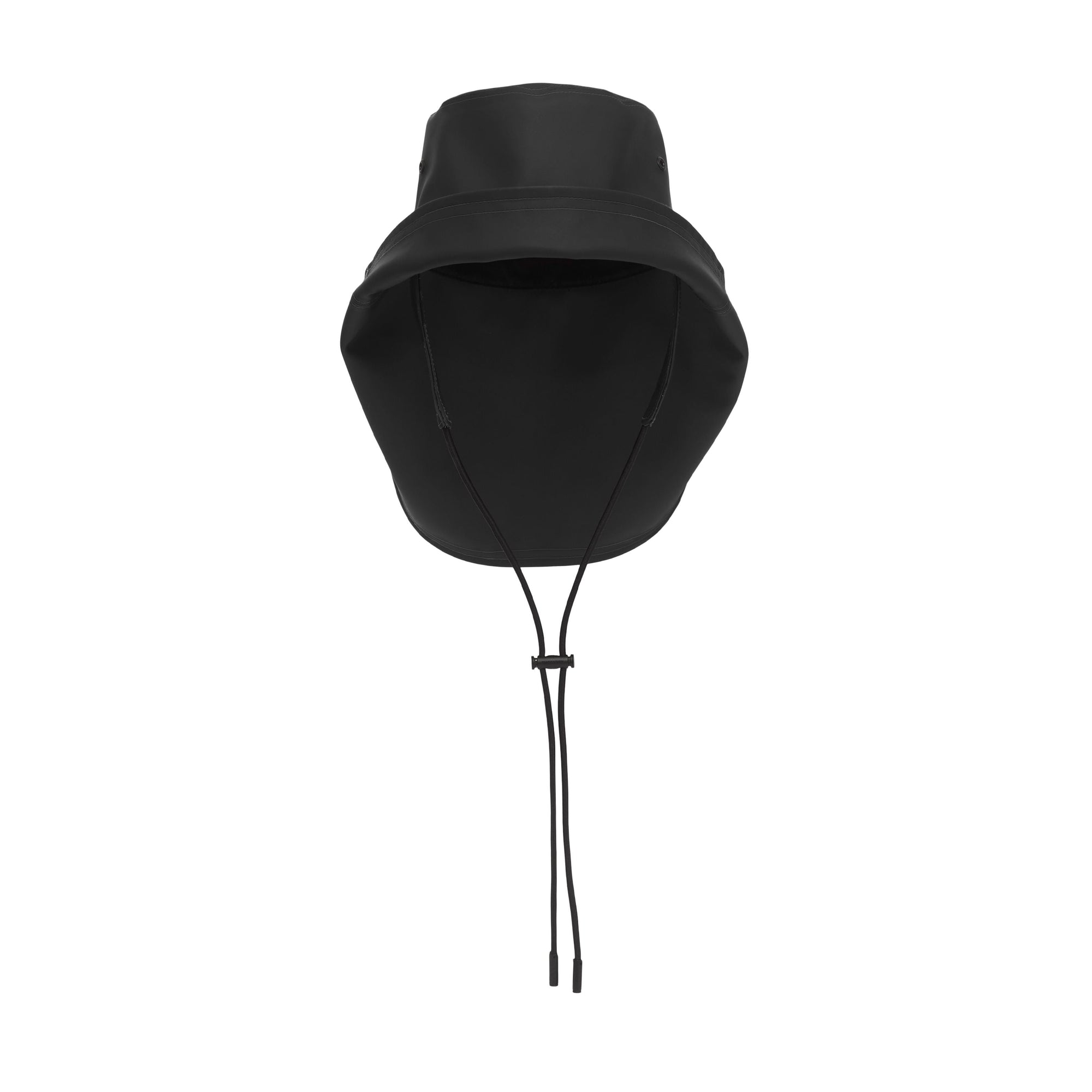BLACK Chapeau de pêcheur en coton caoutchouté surpiqué
