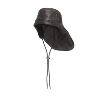 BLACK Chapeau de pêcheur en cuir avec logo