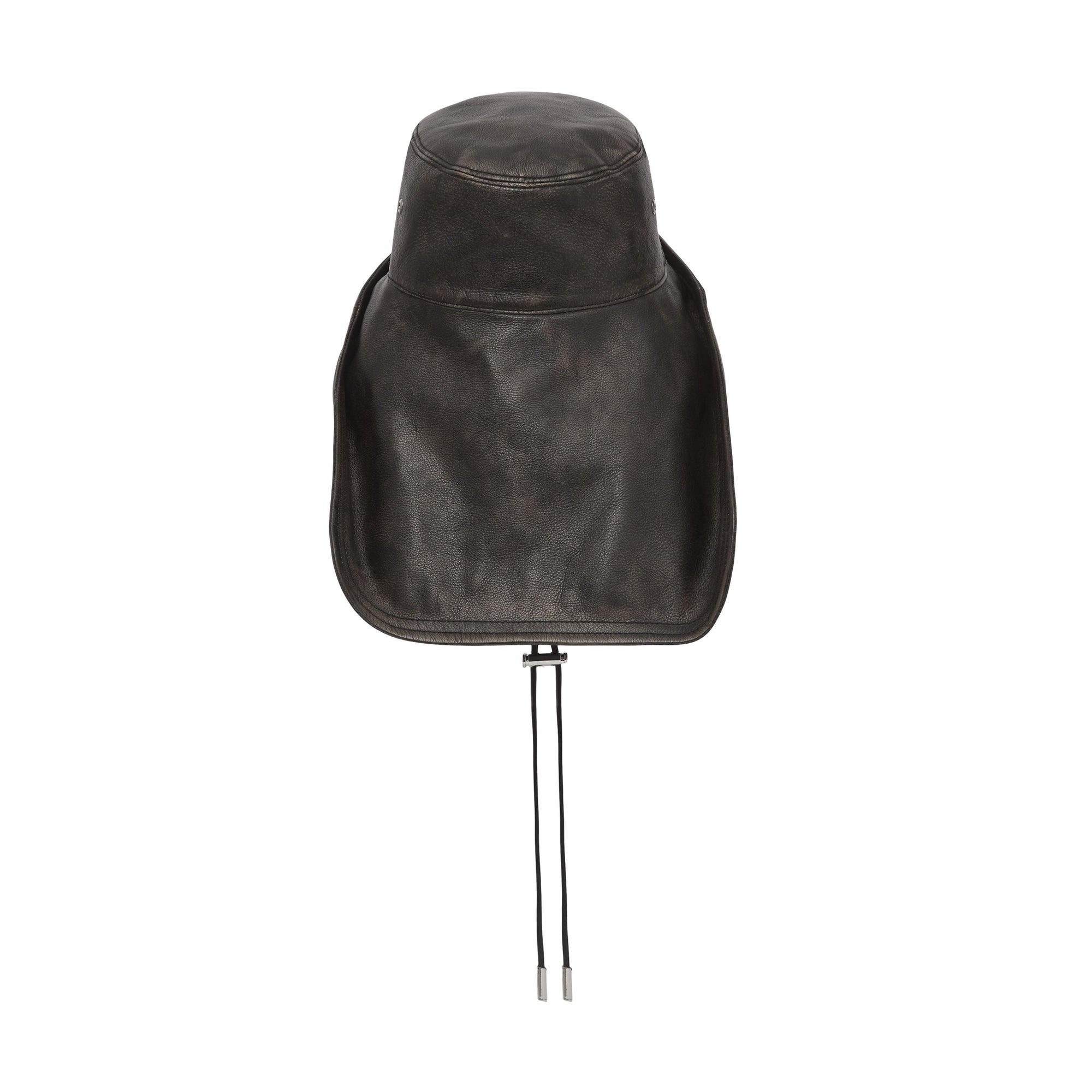 BLACK Chapeau de pêcheur en cuir avec logo