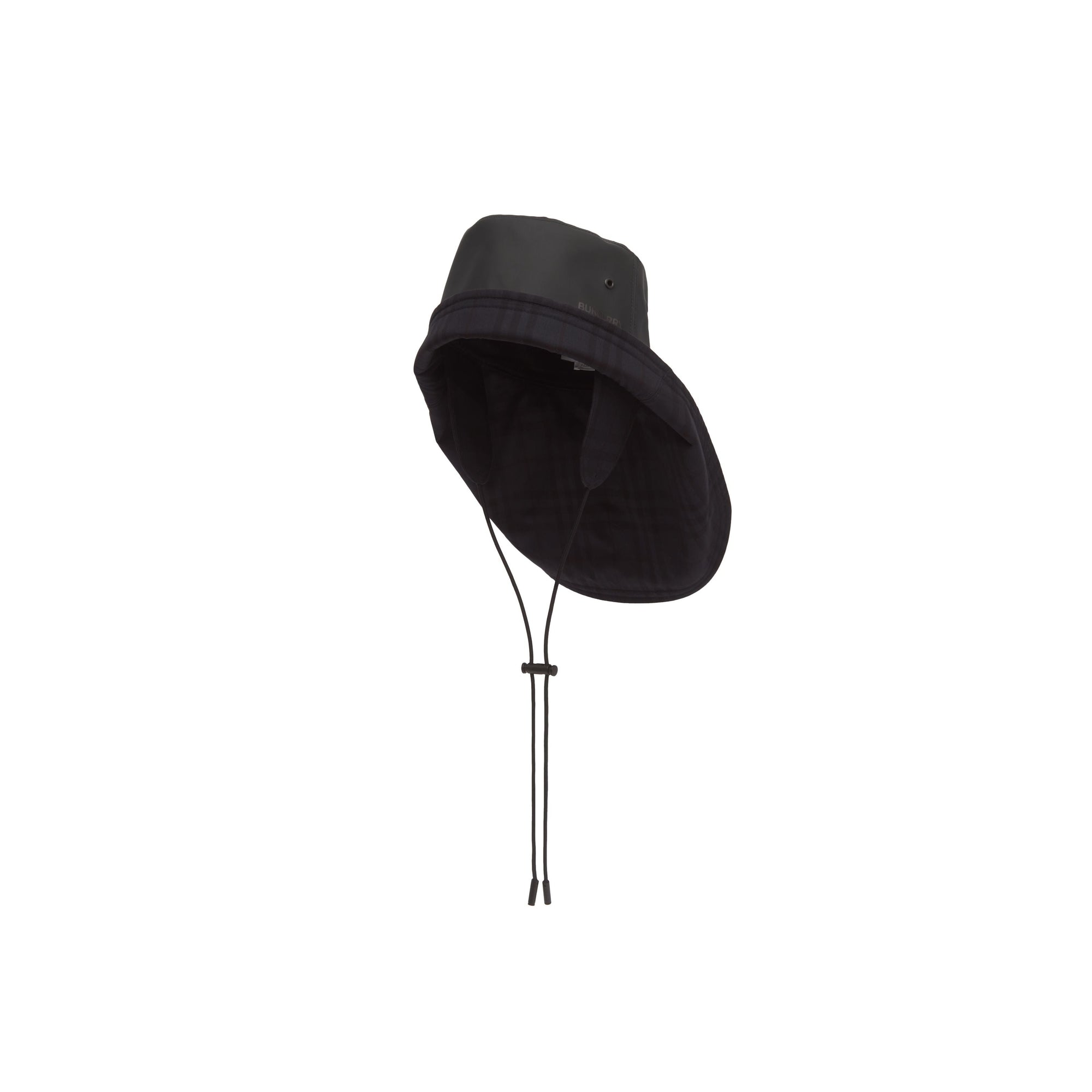 BLACK Chapeau de pêcheur en coton caoutchouté avec logo
