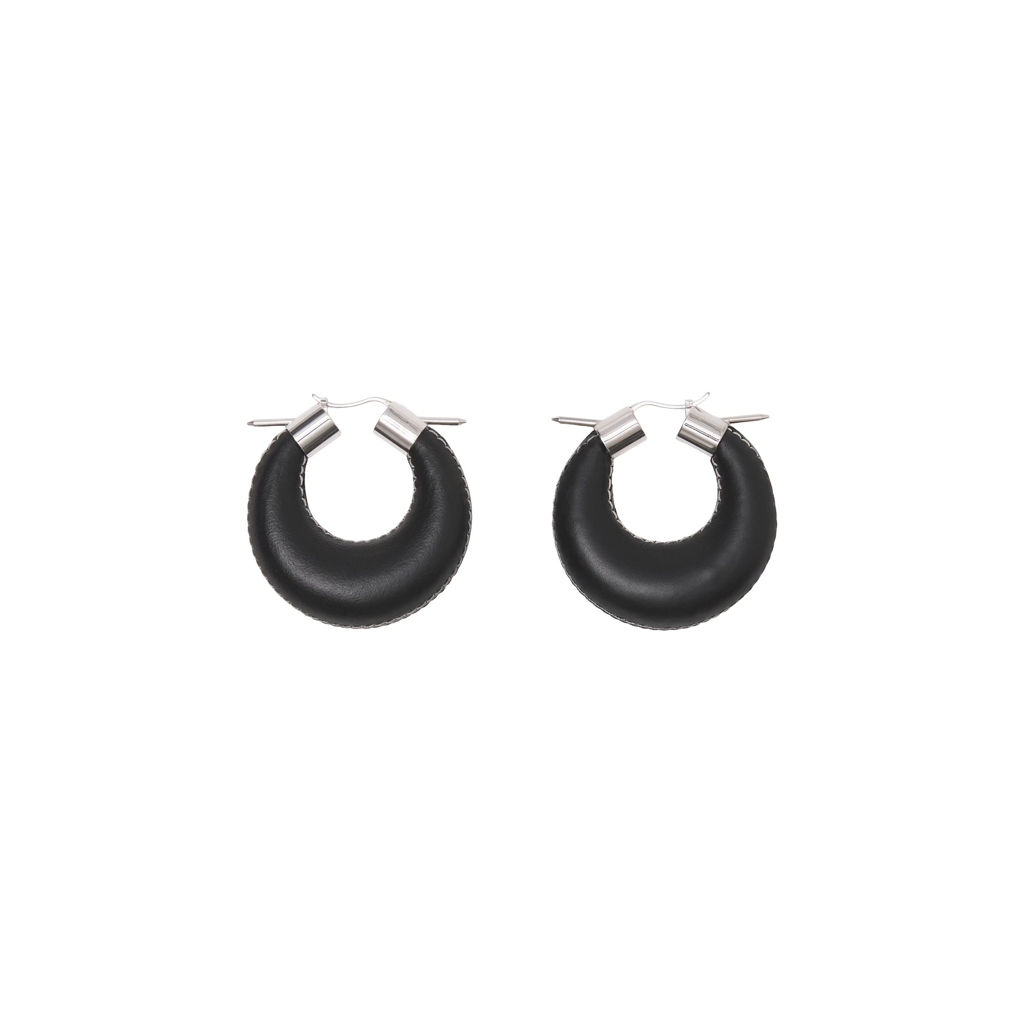 PALLADIO/BLACK Créoles en cuir surpiqué avec clou