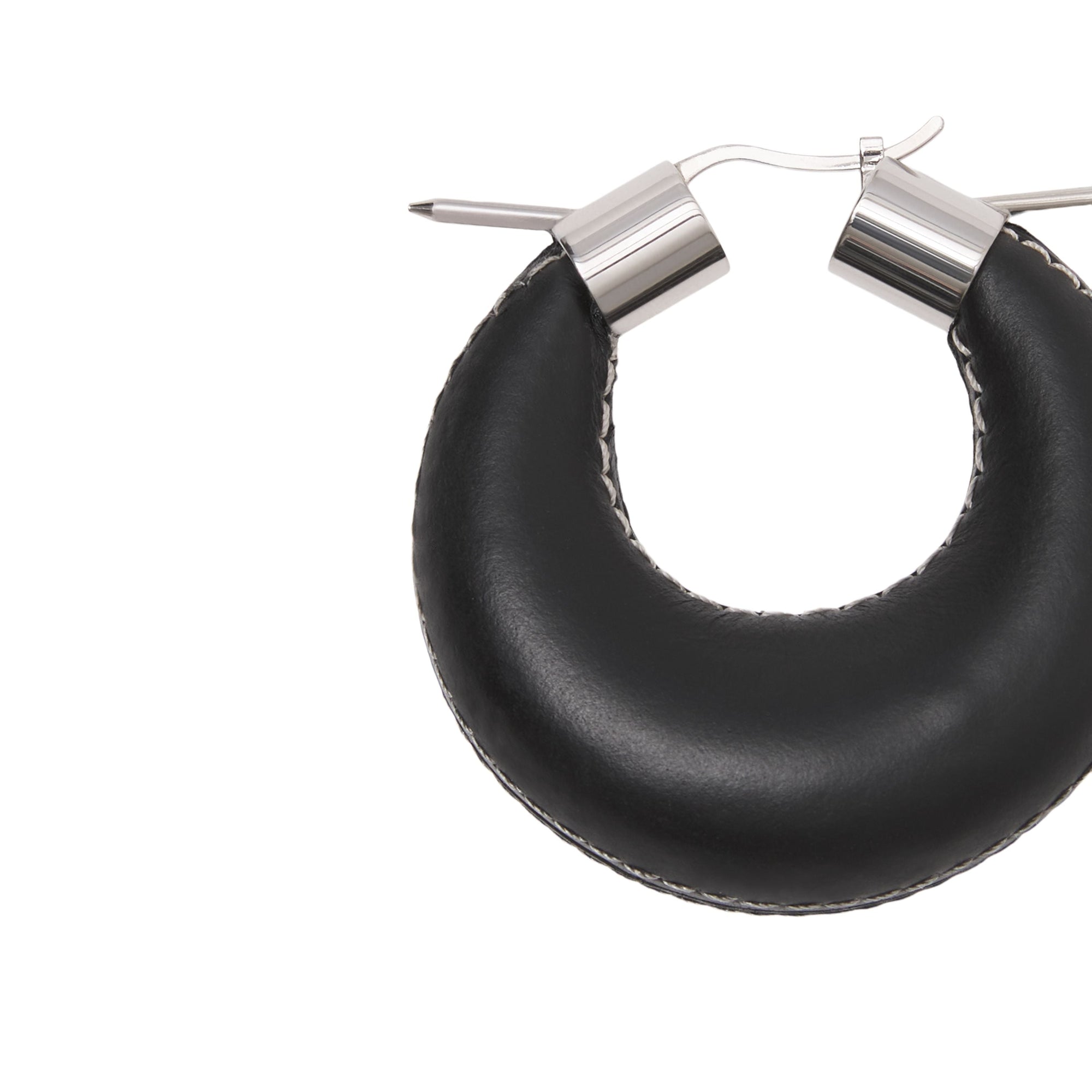 PALLADIO/BLACK Créoles en cuir surpiqué avec clou