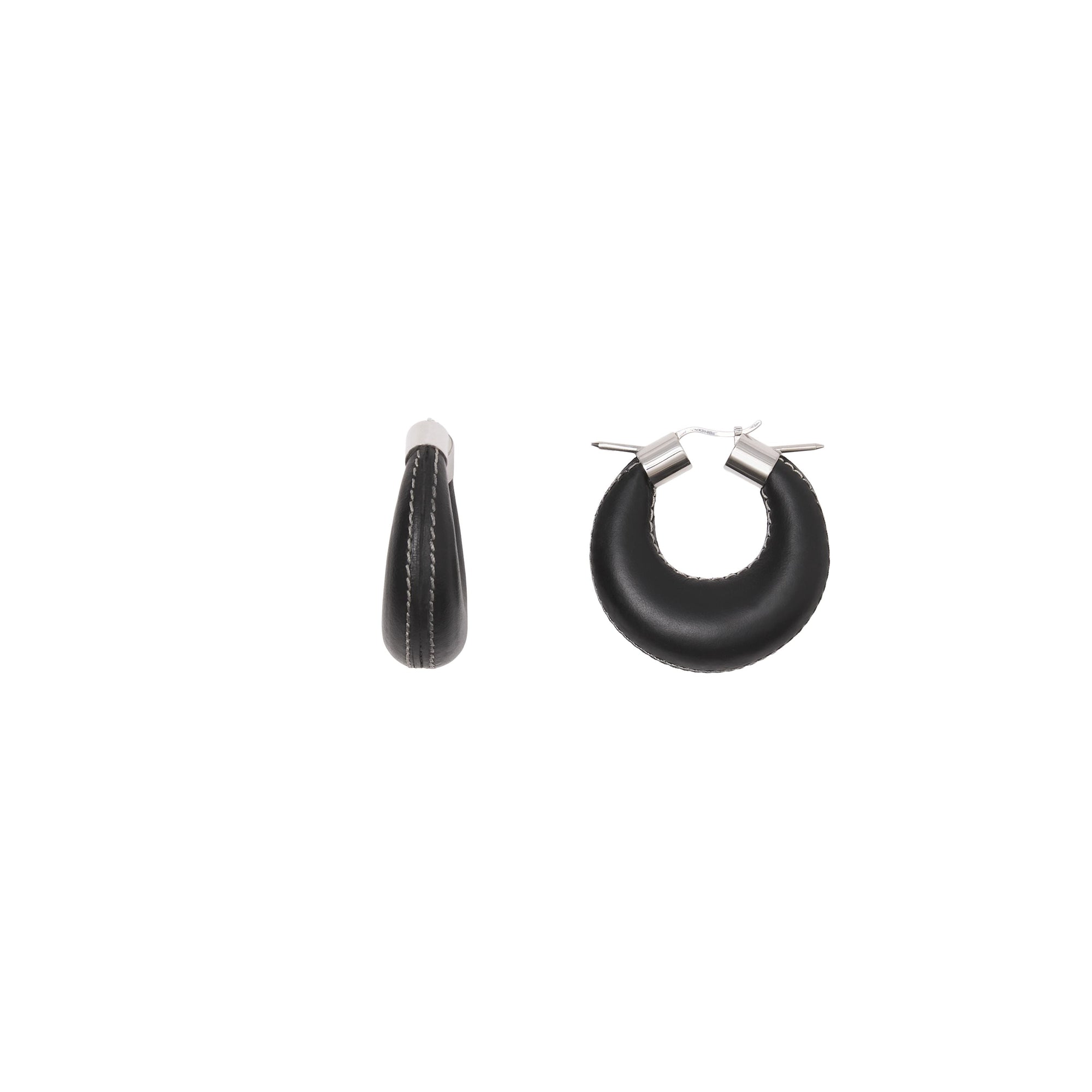 PALLADIO/BLACK Créoles en cuir surpiqué avec clou