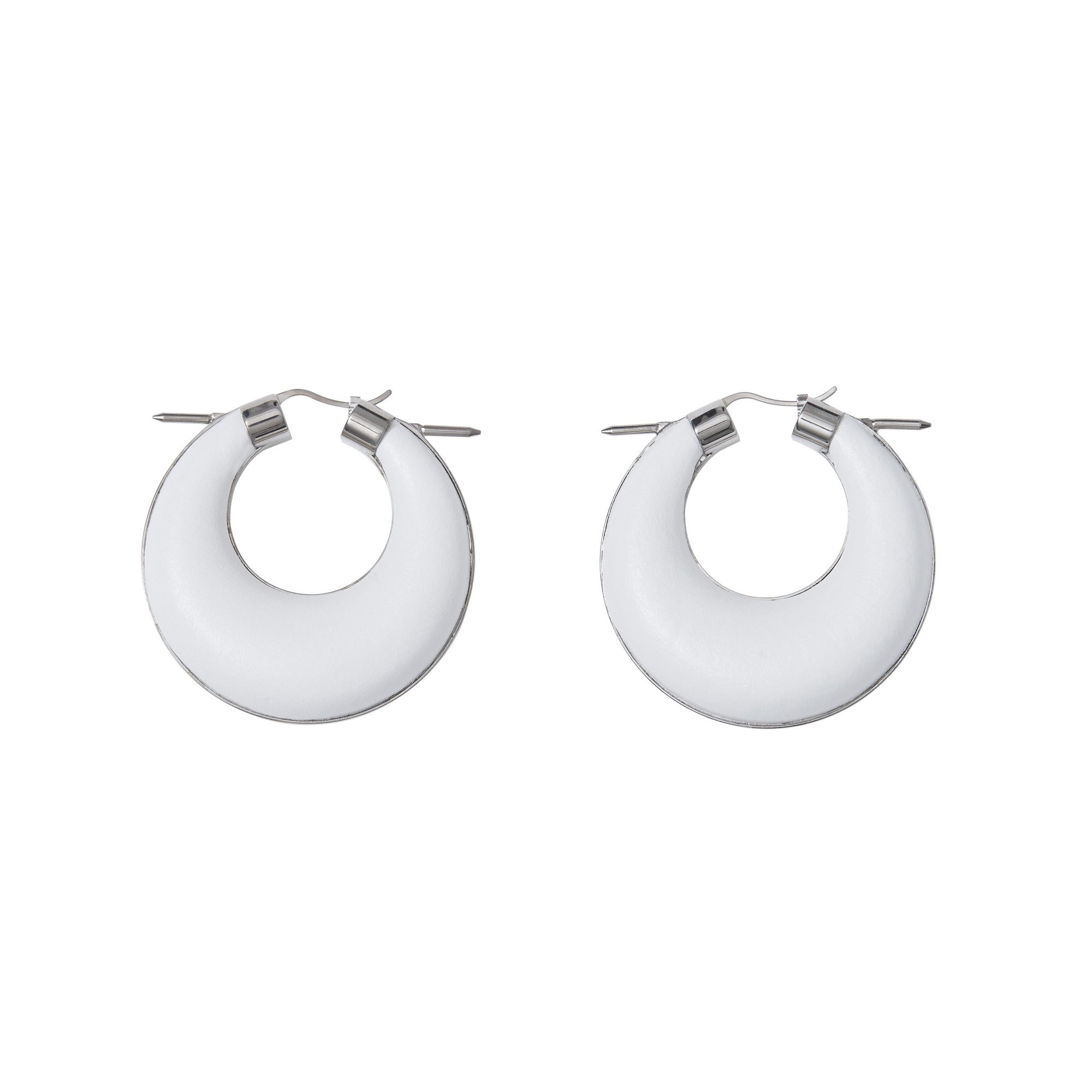PALLADIO/WHITE Créoles en cuir avec clou