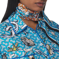MULTICOLOUR Foulard ultrafin en soie à imprimé montage