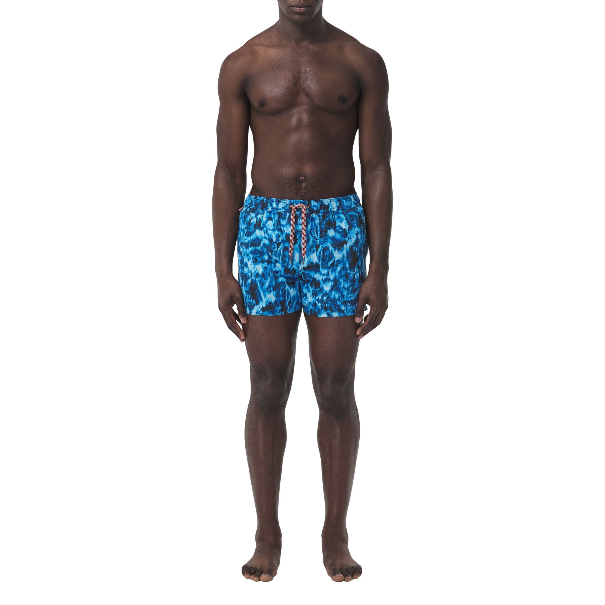MIDNIGHT NAVY IP P Short de bain à cordon de serrage à imprimé vaguelette