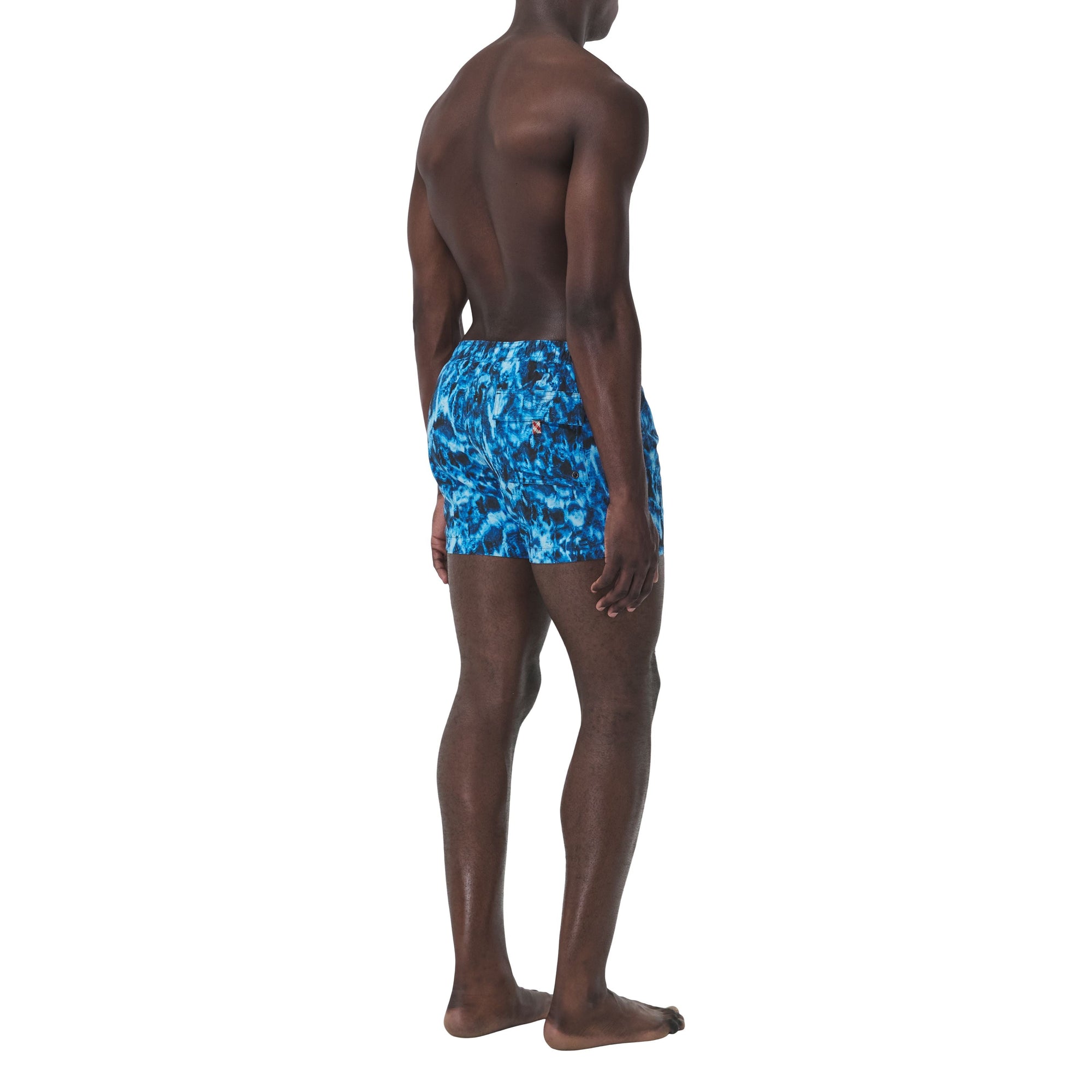 MIDNIGHT NAVY IP P Short de bain à cordon de serrage à imprimé vaguelette