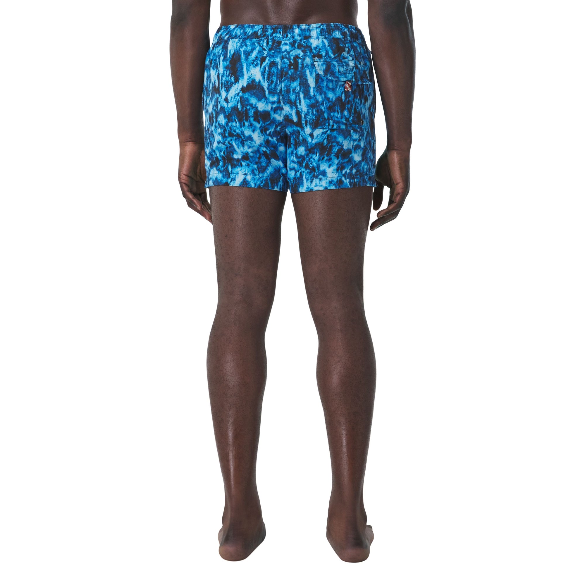 MIDNIGHT NAVY IP P Short de bain à cordon de serrage à imprimé vaguelette