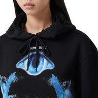 BLACK Hoodie oversize en coton à imprimé requin