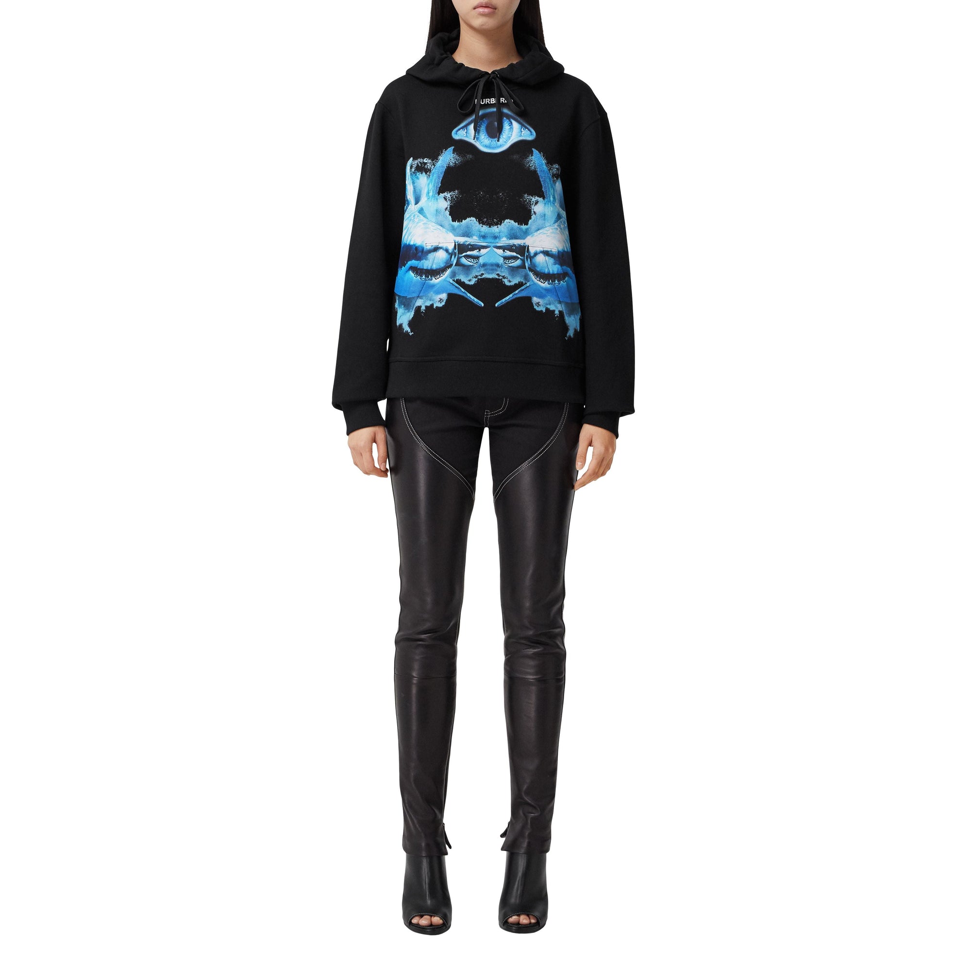 BLACK Hoodie oversize en coton à imprimé requin