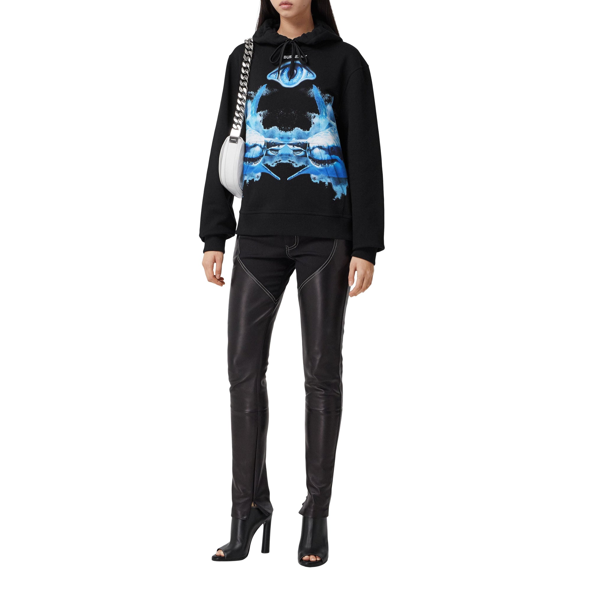 BLACK Hoodie oversize en coton à imprimé requin