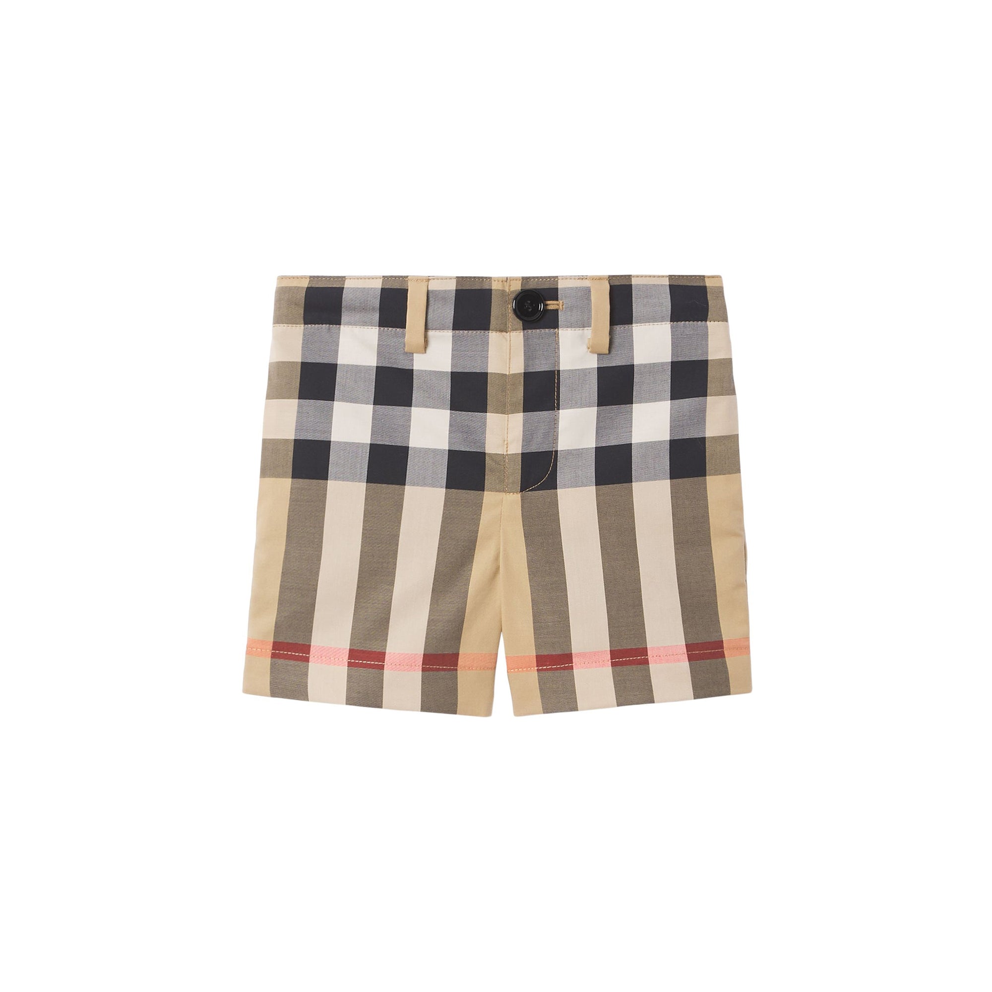 Short ajusté en coton stretch check - Beige d'Archive